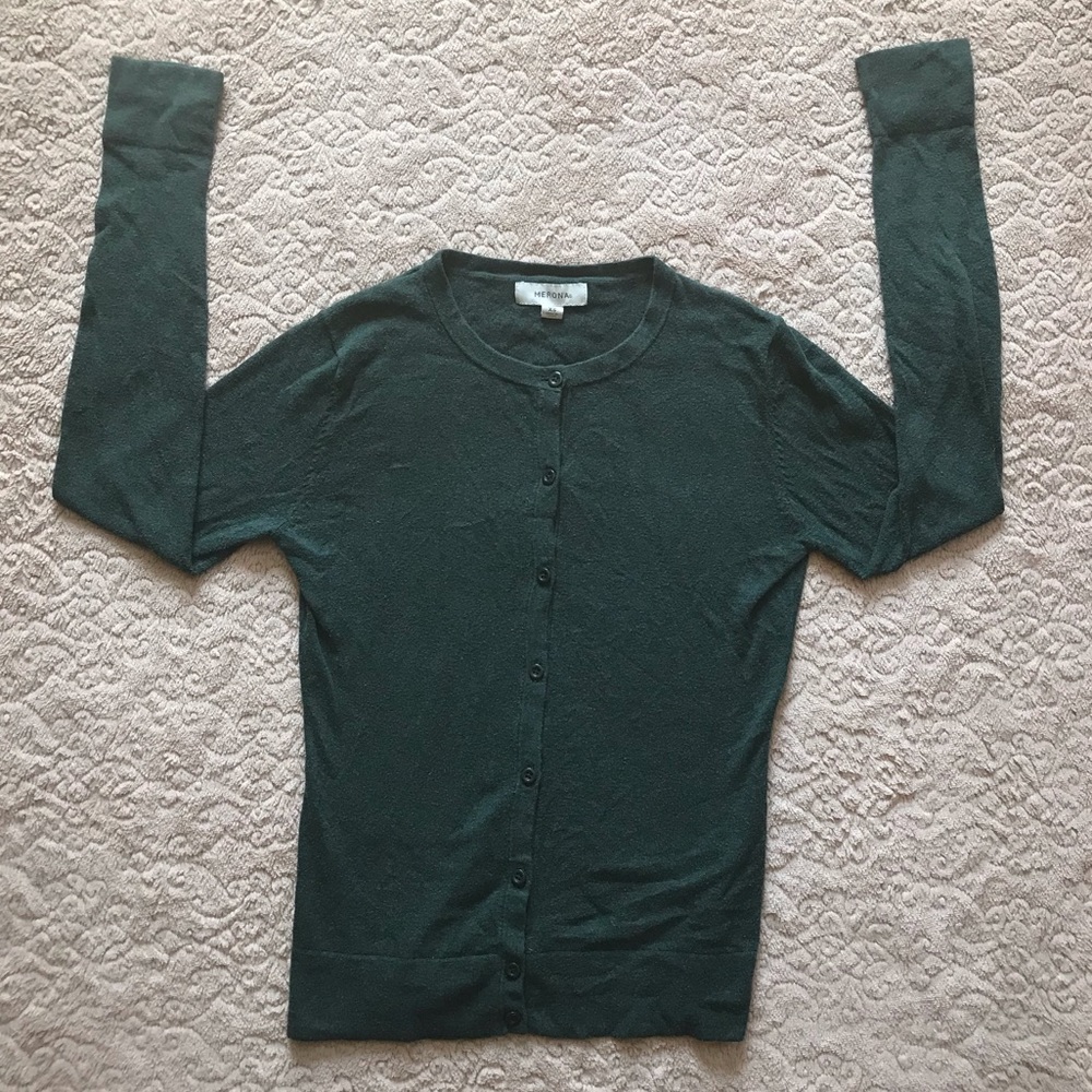 Merona green button-up sweater/cardigan, size xs